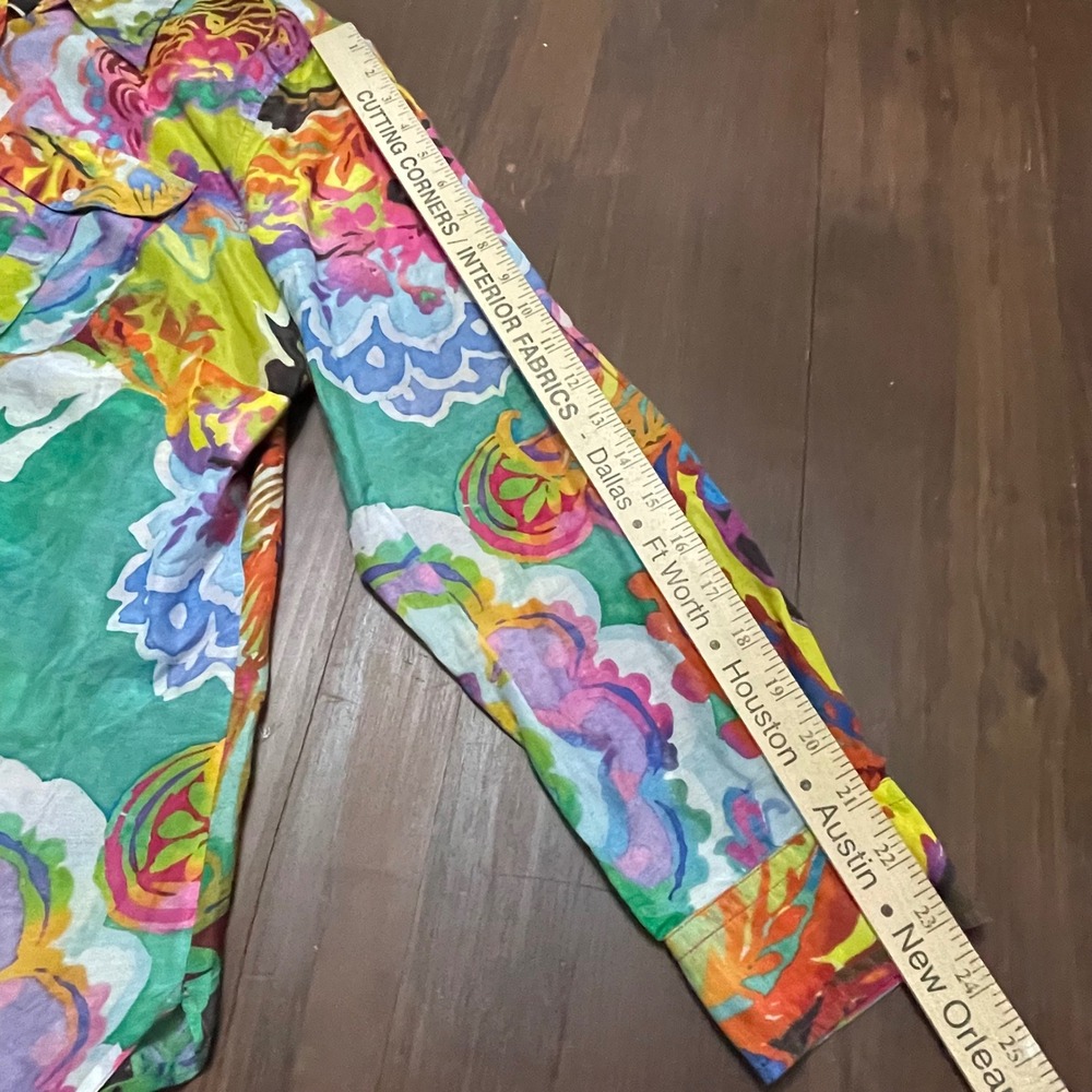 Lauren Ralph Lauren 2X Cotton Silk Paisley Floral Button Down Shirt Maximalist - Picture 8 of 8